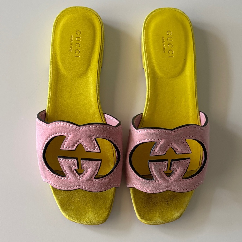 Gucci Pink and Yellow Women's Sandals